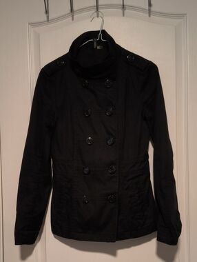 Divided Black Double-Breasted Pea Coat